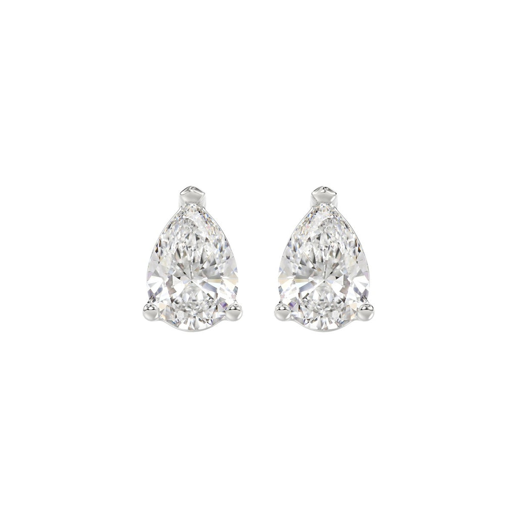 2.5 Carat Pear Lab Grown Diamond Stud Earrings White Gold angle view