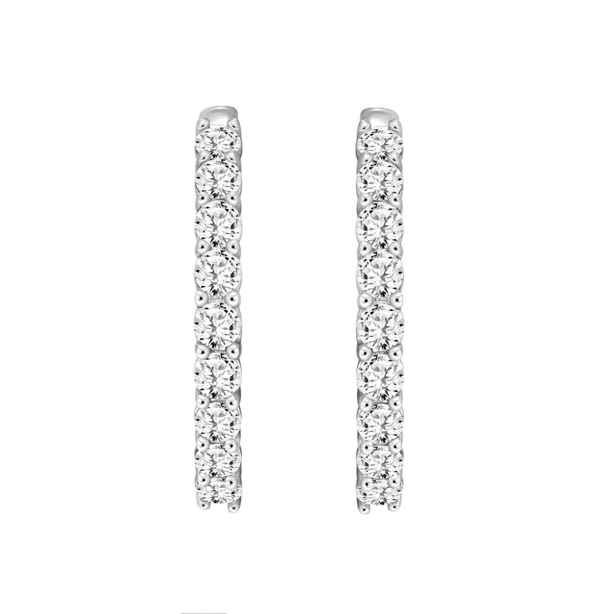 7 Carat Inside-Out Round Lab Grown Diamond Hoop Earrings White Gold down view