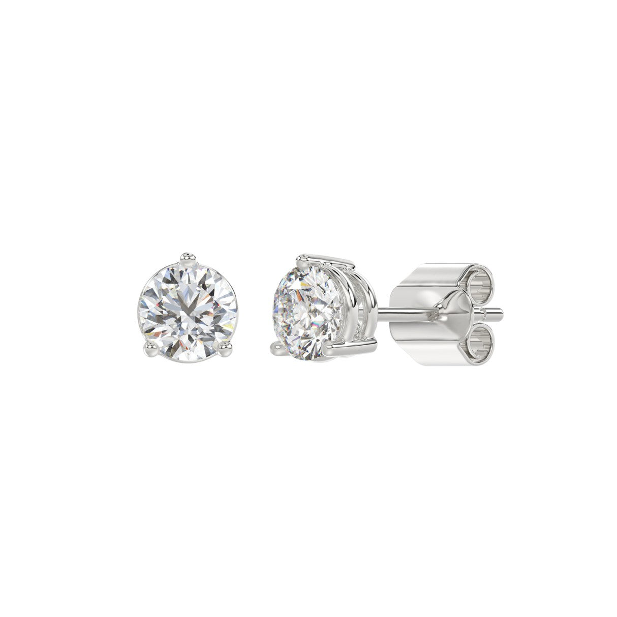 1.5 Carat Round Brilliant Lab Grown Diamond Stud Earrings White Gold flat view